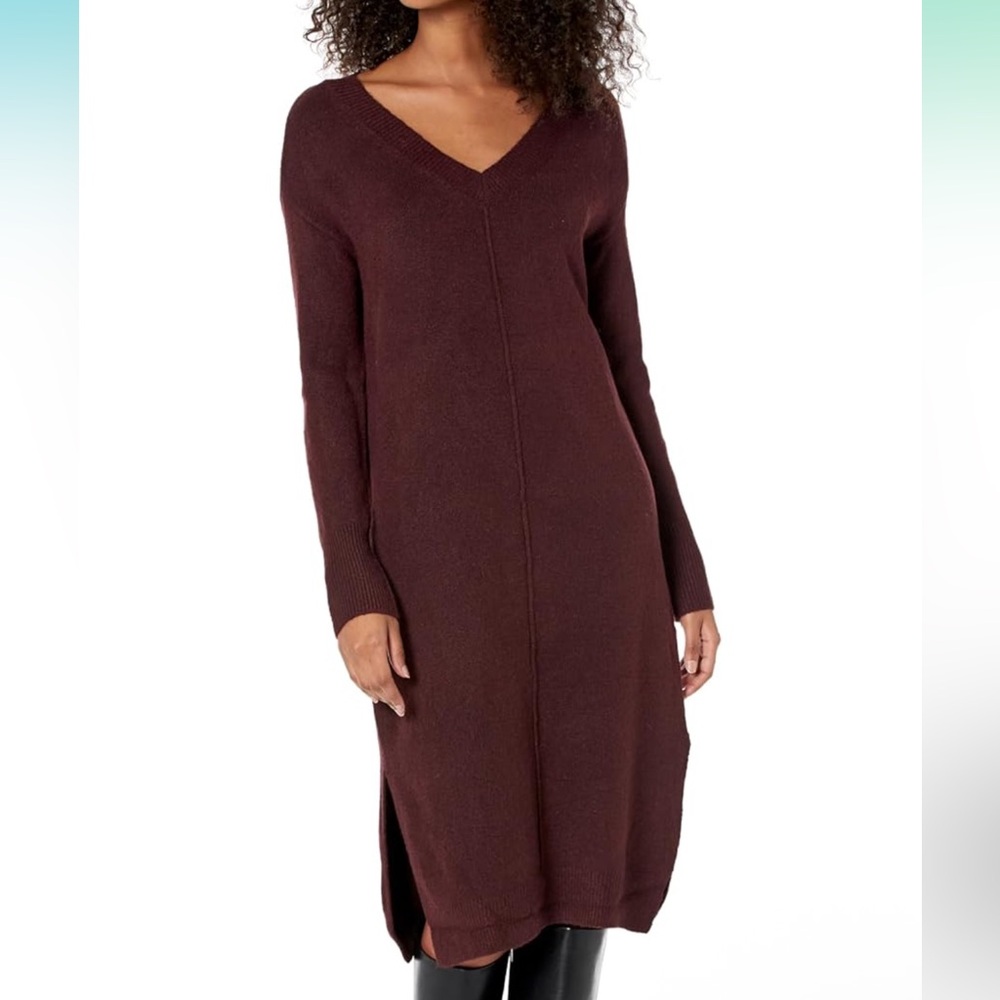 NWT Vince Camuto Women's Sweater‎ long sleeve Midi Dress port Red Large
